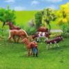 Evemodel Scenery Collection, 1:87 Scale Cow Models, Cow Models, Human Figures, Horse Models, 36-Piece Set, for Farms, Ranches, Micro Landscapes, Decor