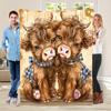 Cute Cartoon Highland Cow Flannel Blanket  Soft Warm AllSeason Throw  Perfect for Sofa Bed Office Travel
