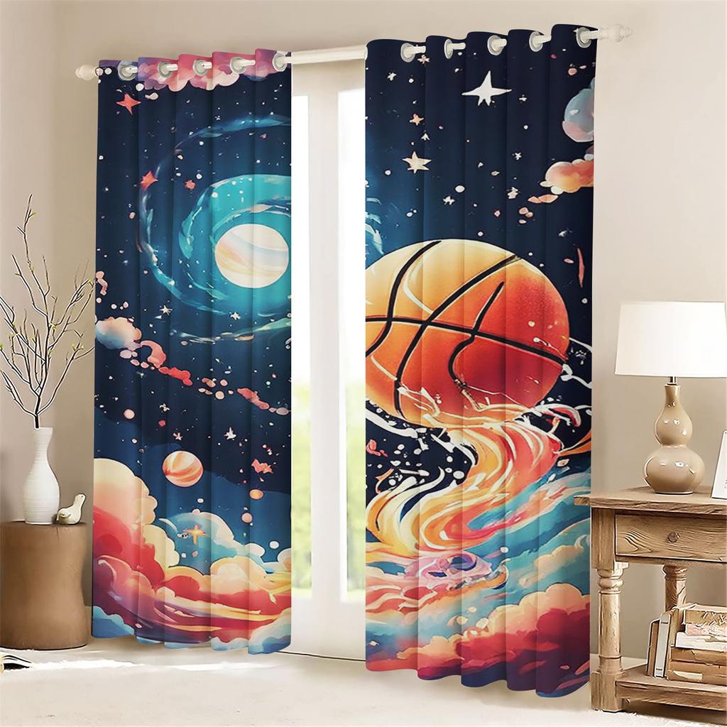 Cartoon Curtain Basketball For Boy 3D Print Bedroom Living Room Window Blackout Partition Style Home Decoration