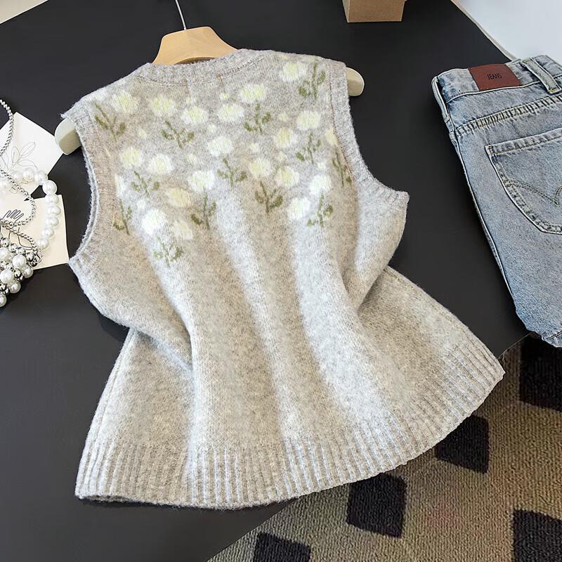 Sibaish Damen Strickweste mit Blumenmuster aus Wollmischung