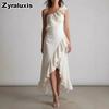 Summer New Leaf Edge Ruffled Elegant Dress Women's Clothing