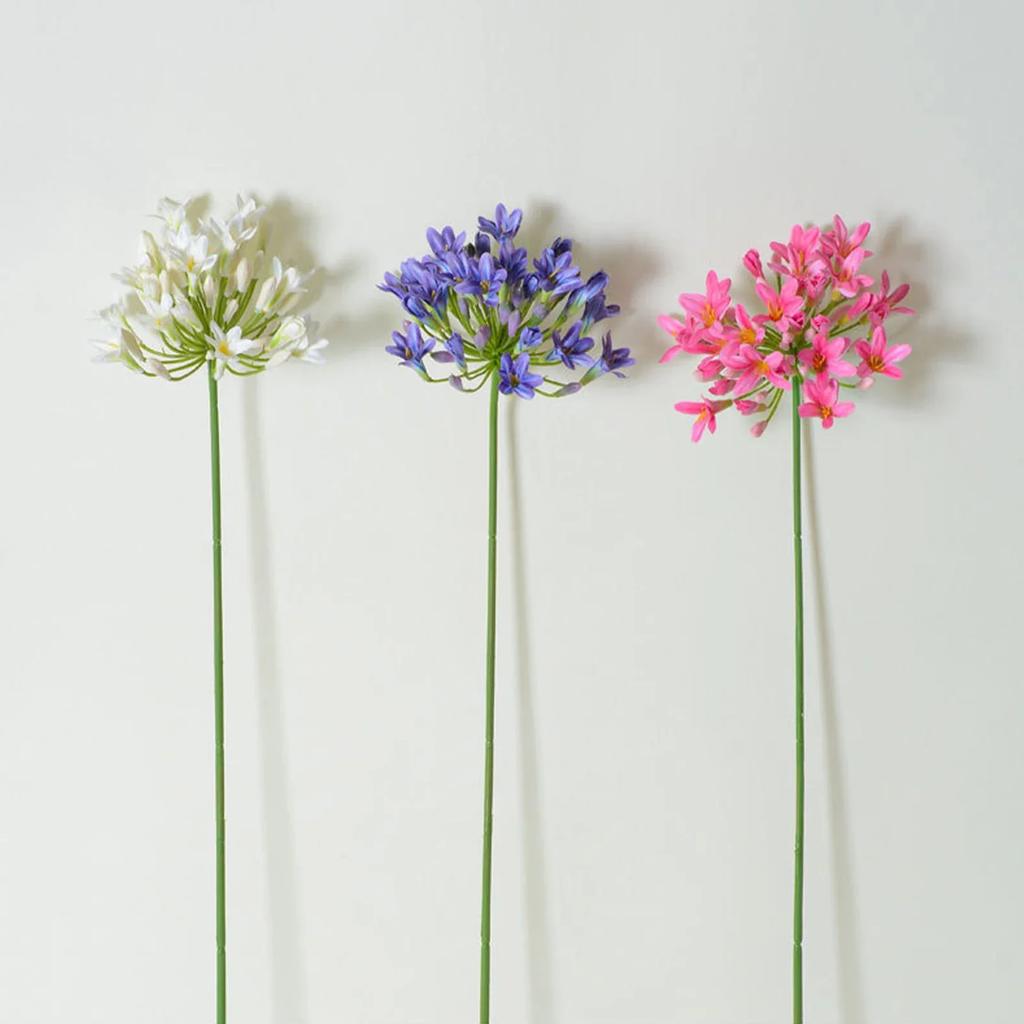 3pcs Artificial African Agapanthus Floral Simulated Plant Stem Flower Arrangement Ornaments European Style Home Wedding Decor