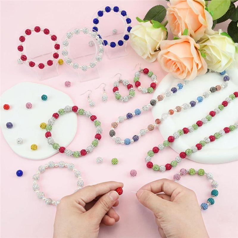 AAAF 200Pcs 10Mm White Rhinestone Beads For Bracelet Disco Balls Beads Bling Sparkly Beads White Beads For Jewelry Making