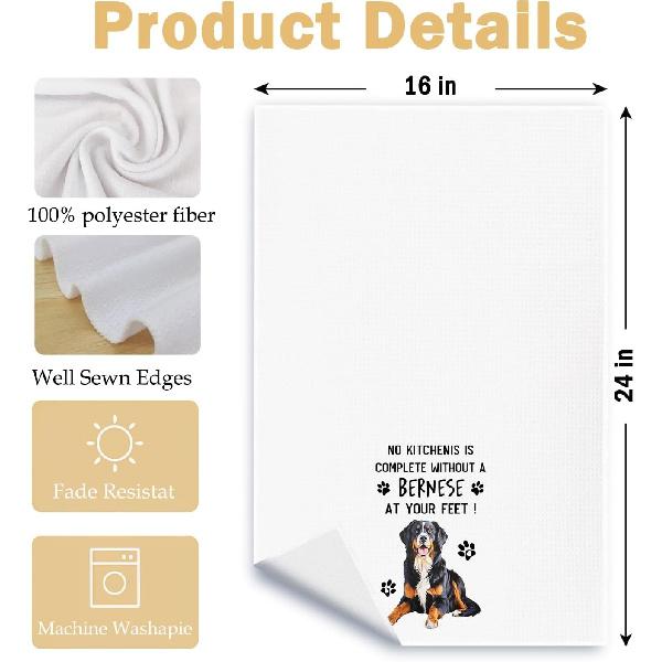 Funny Bernese Mountain Dog Kitchen Towels, A Kitchen is Not Complete Without A Bernese Dish Towel for Home Bathroom Decor, Dog Lovers Gift, 16×24