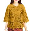 ZANZEA Womens Casual 3/4 Sleeve Lace Crochet Patchwork Loose Blouse