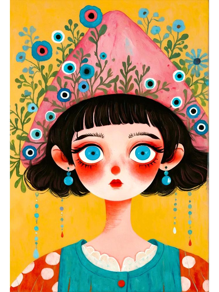 Anime 5D Diamond Painting Kit Full Round/Square Diamond Mosaic Cartoon Girl Eyes Rhinestone Embroidery DIY Home Decor Gift