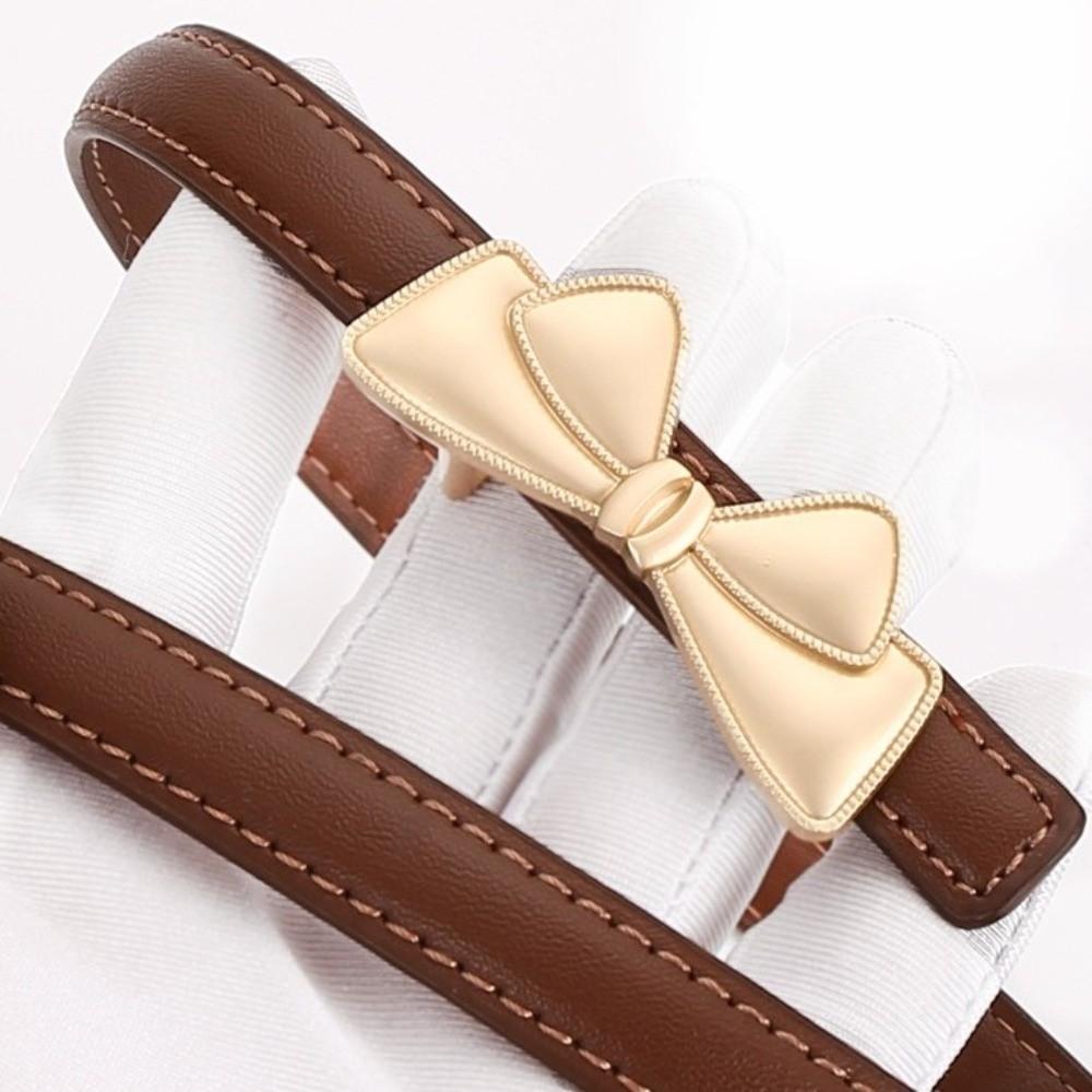 Bow Buckle Women's Belt Leather Bow Buckle Belt Fashion Waist Belt  Daily Outfits