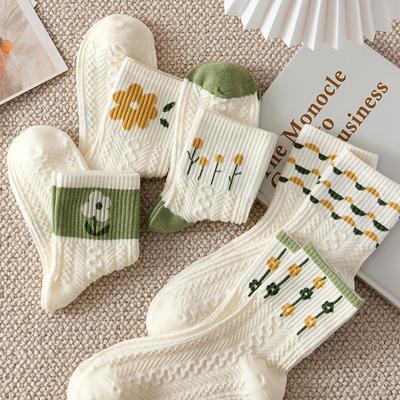 5 Pairs Women's Long Tube Socks Spring Summer Socks Lovely Lace Thin Breathable Sports Socks