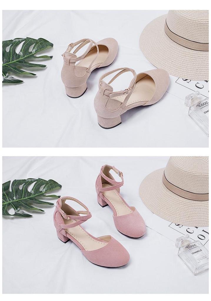 2026 Women's Chunky Heel Sandals, Pointed Toe, Breathable, Low-Cut, Hollow Out, Small Leather, Plus Size, Outdoor Shoes