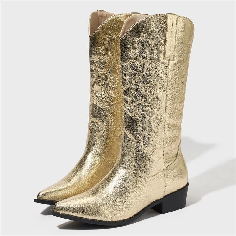 Fashion Pointed Toe Woman Ankle Boots Handmade Exquisite Women Shoes Design Style Embroidery Square Low Heels Autumn Winter Female Shoes