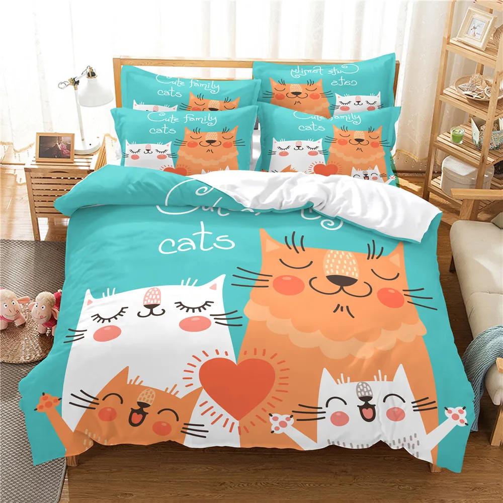 Cute Cat Colorful Butterfly Decor Duvet Cover for KidsTeens Boys Girls Animal Pet Theme Quilt Cover Fashion Bedroom Decorations