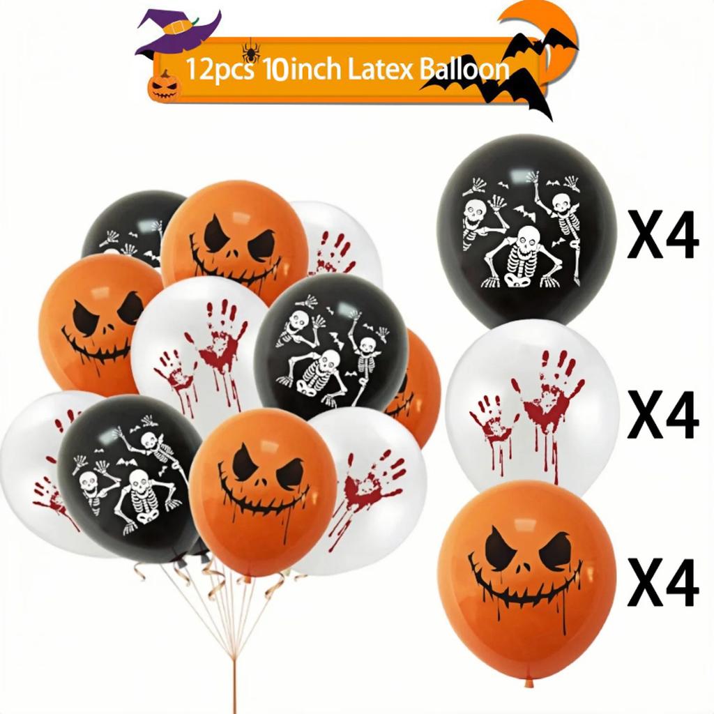 10/12 In Latex Balloons 3 Styles Bloody Hand and Skull Scary Expression Balloons for Halloween Party Decoration Supplies