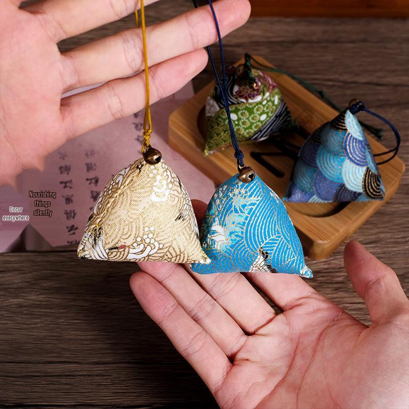 Dragon Boat Festival DIY Mugwort Mosquito Repellent Sachet Kit - Triangular Zongzi Pendant Gift