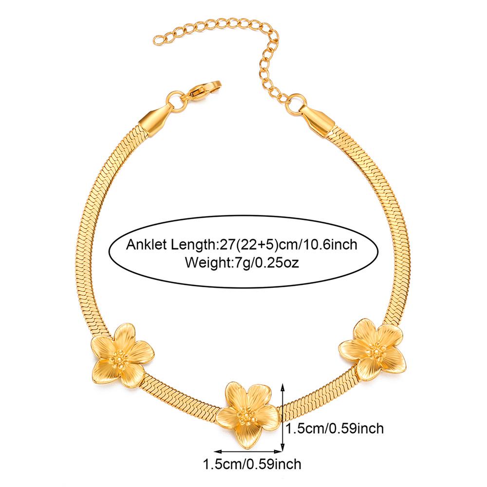 

Не тускнеющий браслет на ногу из титановой стали с 18-каратным золотым покрытием, универсальный дизайн с цветком для женщин