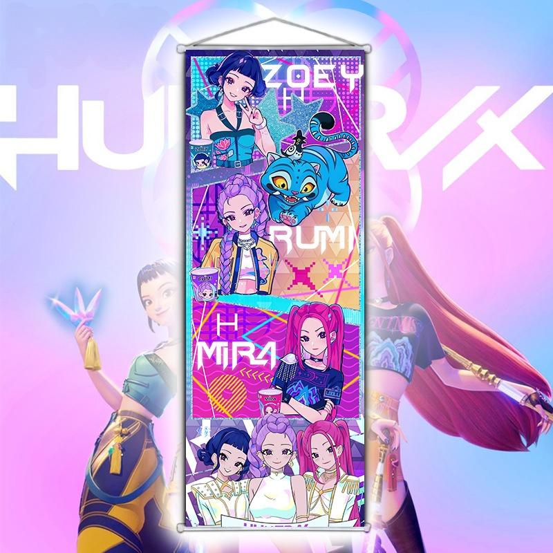 Аниме K-pop Охотники на демонов Постер Настенная печать Подвесной свиток Столпы Домашний декор Арт Холст Картина