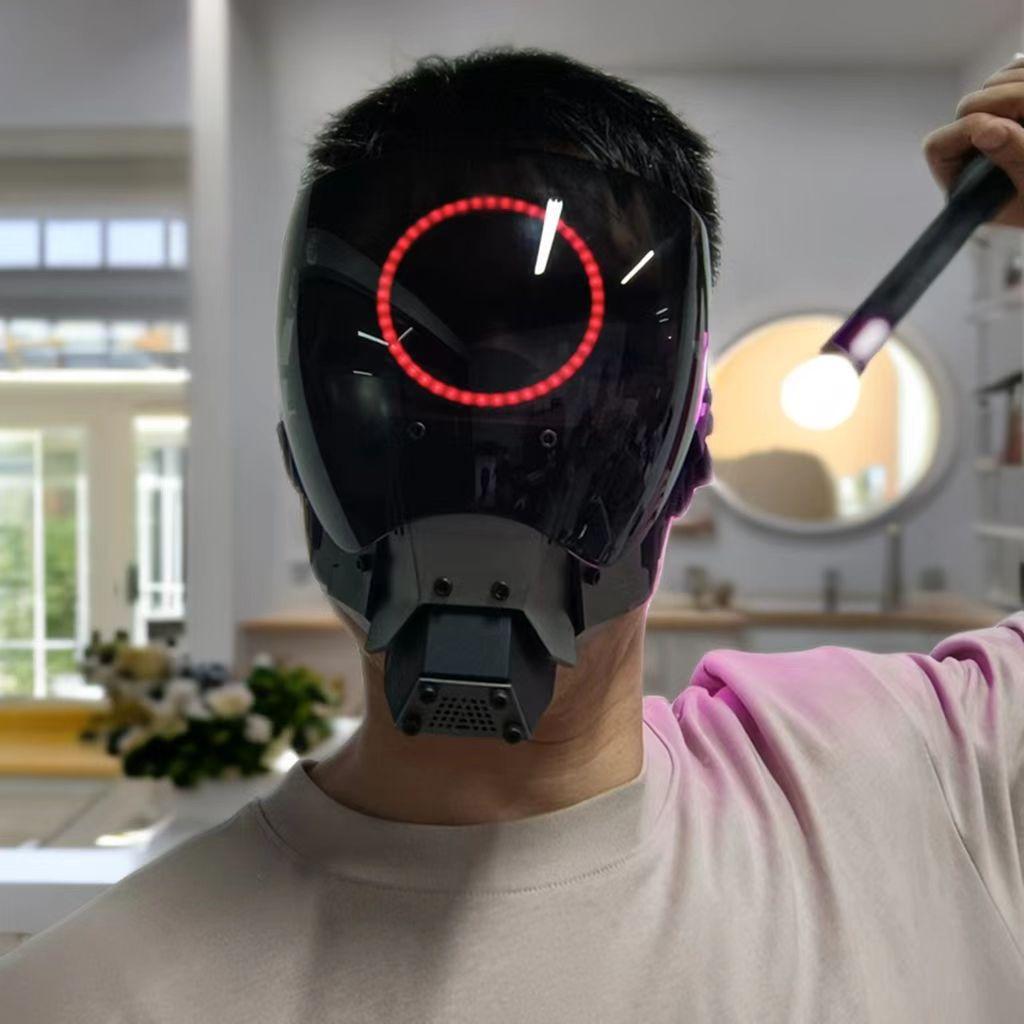 Cyber Punk Commander Cosplay Led Mask,DIY Detachable Punk Mask,Perfect for Halloween,Parties,Masquerade,and Music Festivals