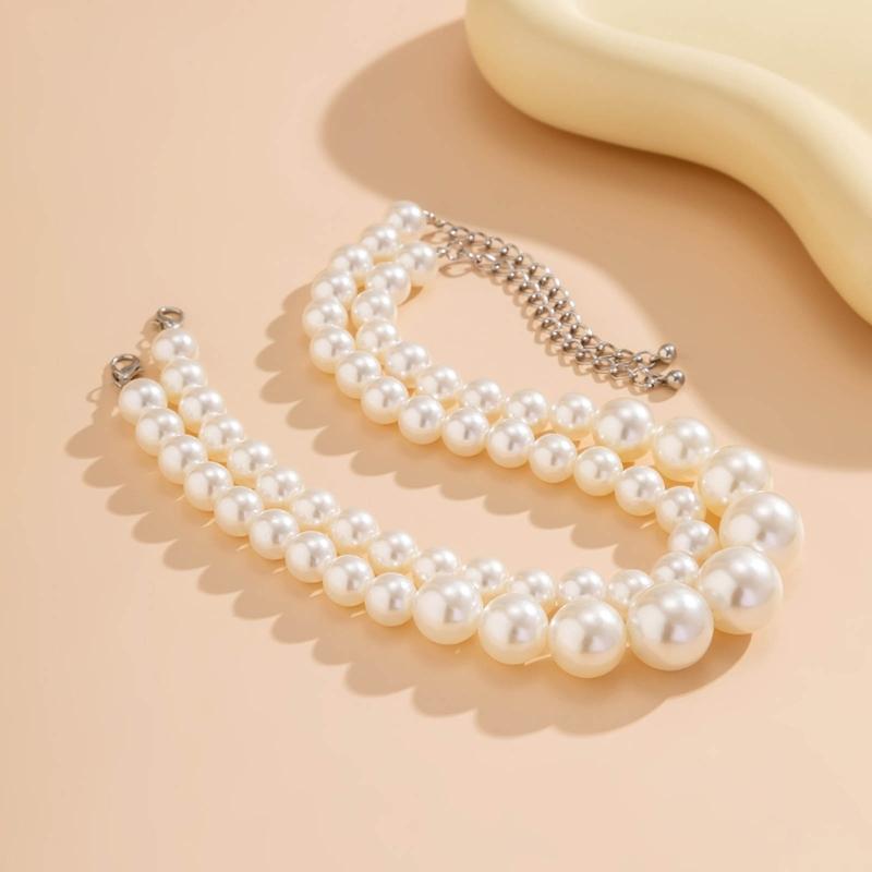 Set of 2 Pearls Necklace Pearls Bead Necklace Pearls Material Party Jewelry Beads Neck Jewelry Suitable for Fashion Look