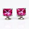 Natural Pink Ruby Earrings 11.10 Ct Emerald Cut Pair Gemstone Jewelry Gift