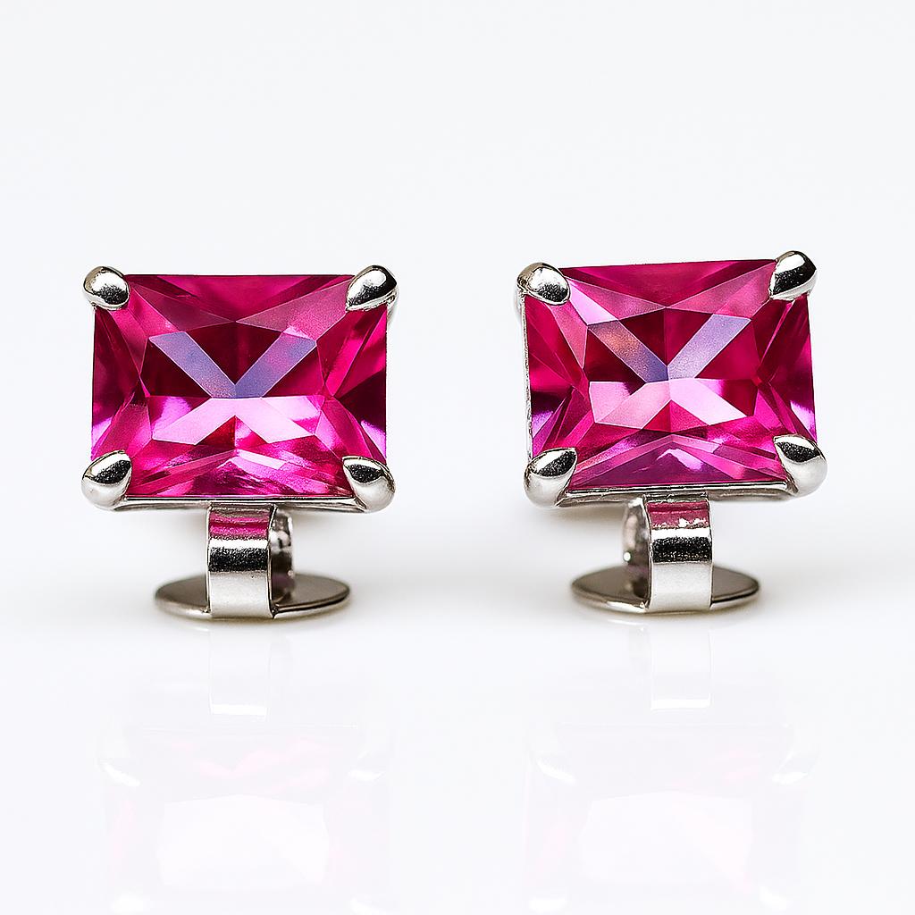 Natural Pink Ruby Earrings 11.10 Ct Emerald Cut Pair Gemstone Jewelry Gift