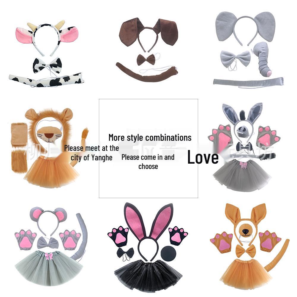 Halloween Plush Animal Ears Headband for Cosplay (Lion, Fox, Cat)