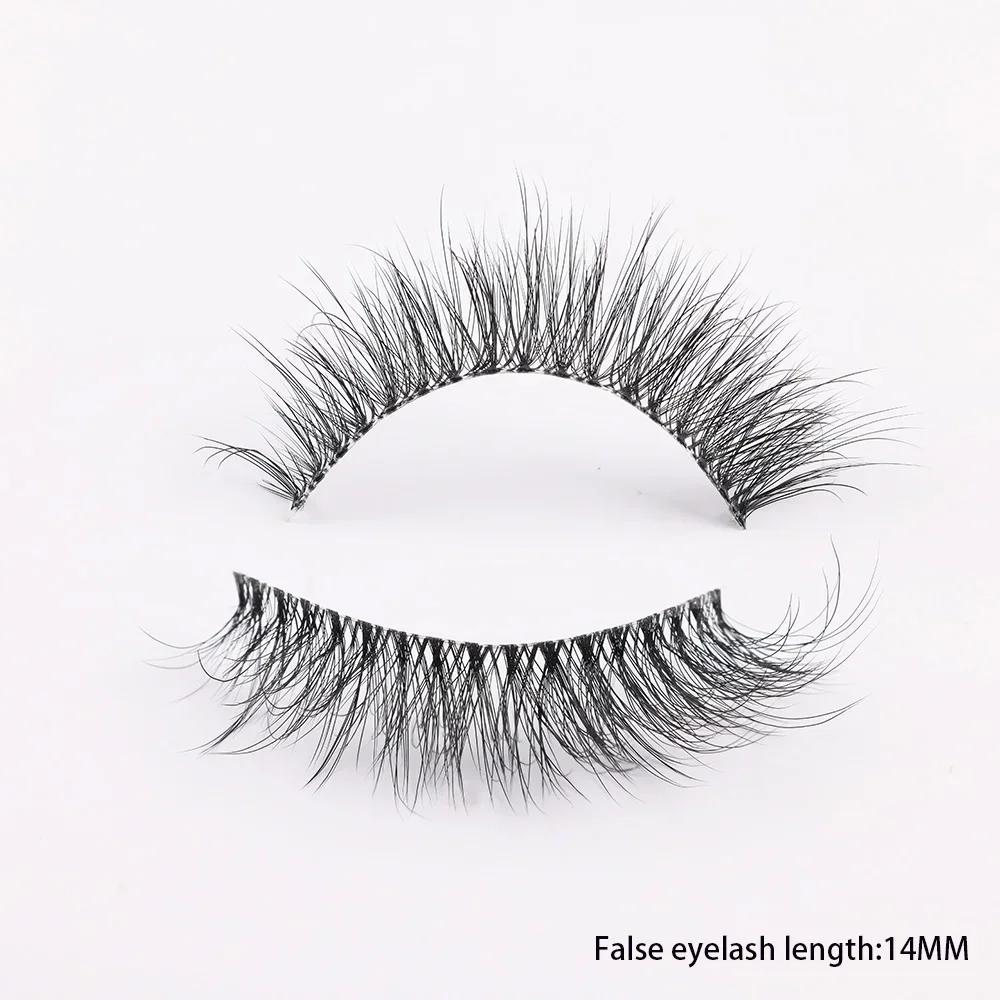 Clear Band Eyelashes Natural Fluffy 3D Mink Lashes D Curl Volume Wispy False Eyelashes With Clear Band Soft Reusable Lashes