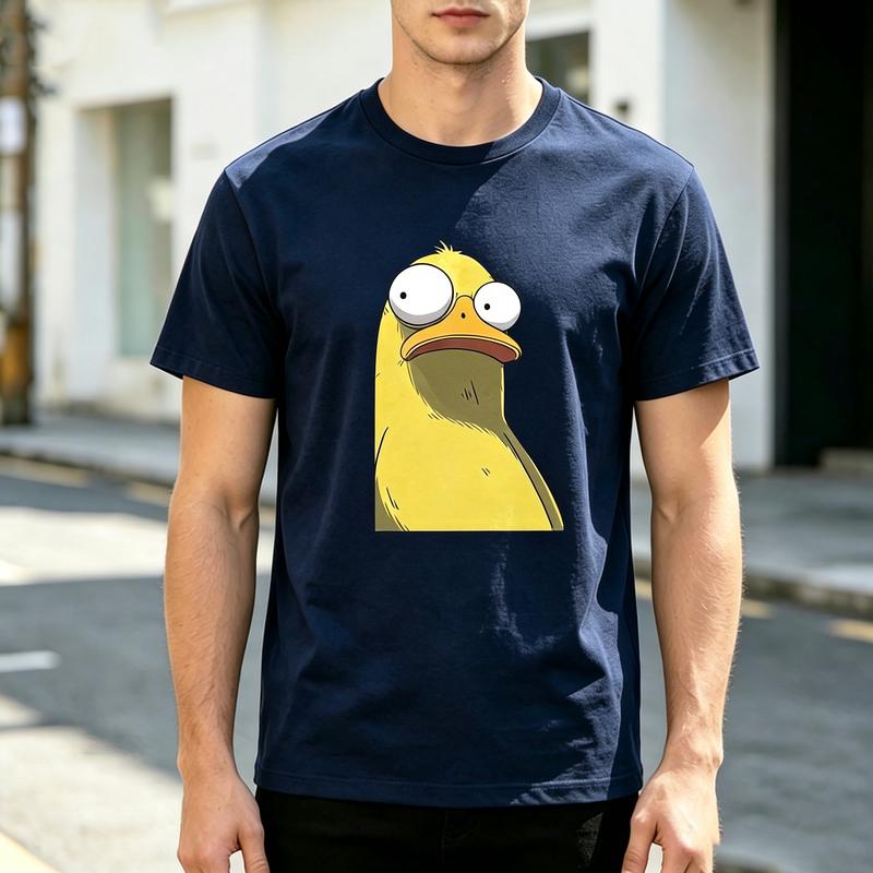 Funny Cartoon Duck Face Graphic T Shirt For Unisex 100 Cotton Crewneck Casual Humor Animal Tee For Summer Streetwear Daily Wear