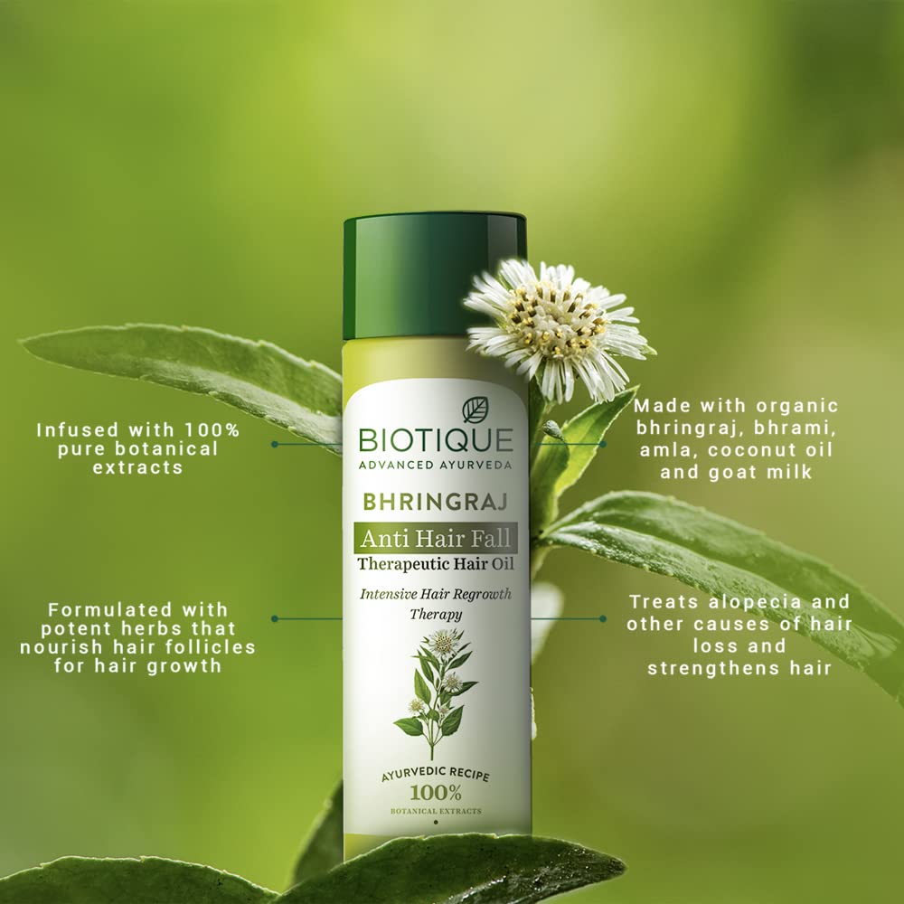 Biotique Bhringraj Hair Oil 200ml – Ayurvedic Treatment for Hair Growth, Anti Hair Fall & Shine