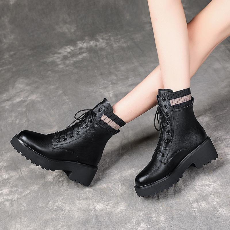 Nya damstövlar för höst och vinter, i fleece och tjockt material, med tjocka sulor och mångsidiga skor