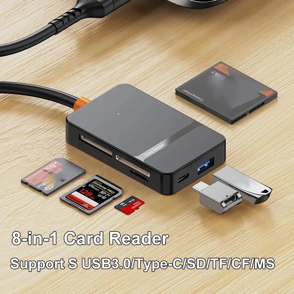 8 In 1 USB Card Reader 3.0 Card Reader SD Micro SD TF CF MS U Disk Compact Flash Card Adapter for Laptop  Smart Card Reader