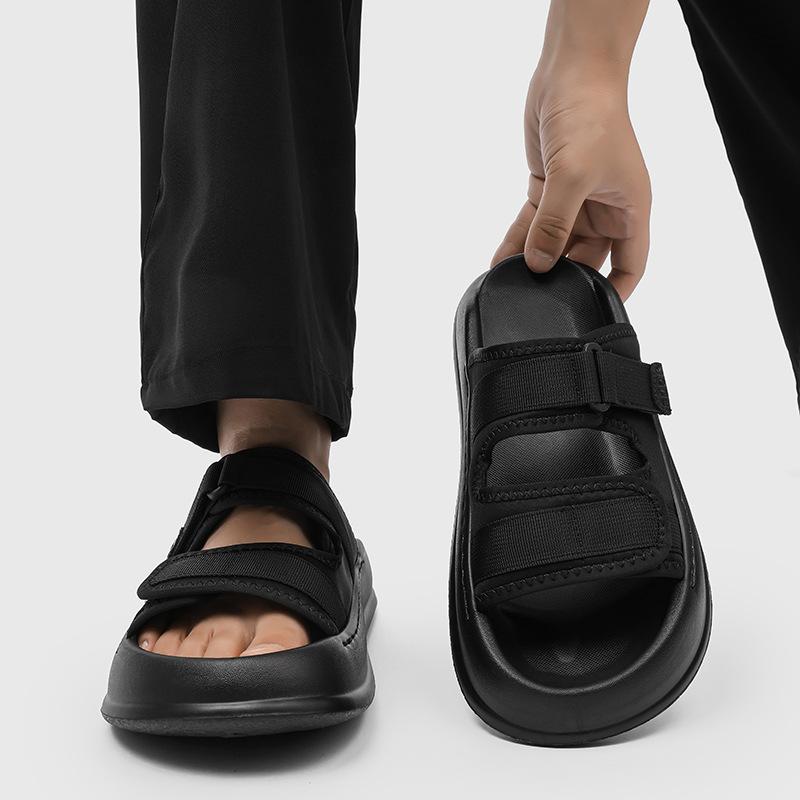 

Летний новый тренд уличного отдыха мужские шлепанцы носить мягкая подошва нескользящие и дезодорирующие молодежные 471205-J 44 чёрный