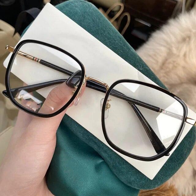 

Очки для близорукости с защитой от синих лучей, женские и мужские модные большие оптические очки для чтения при близорукости, металлические очки для близорукости 0 ~-6,0 0 Anti blue light