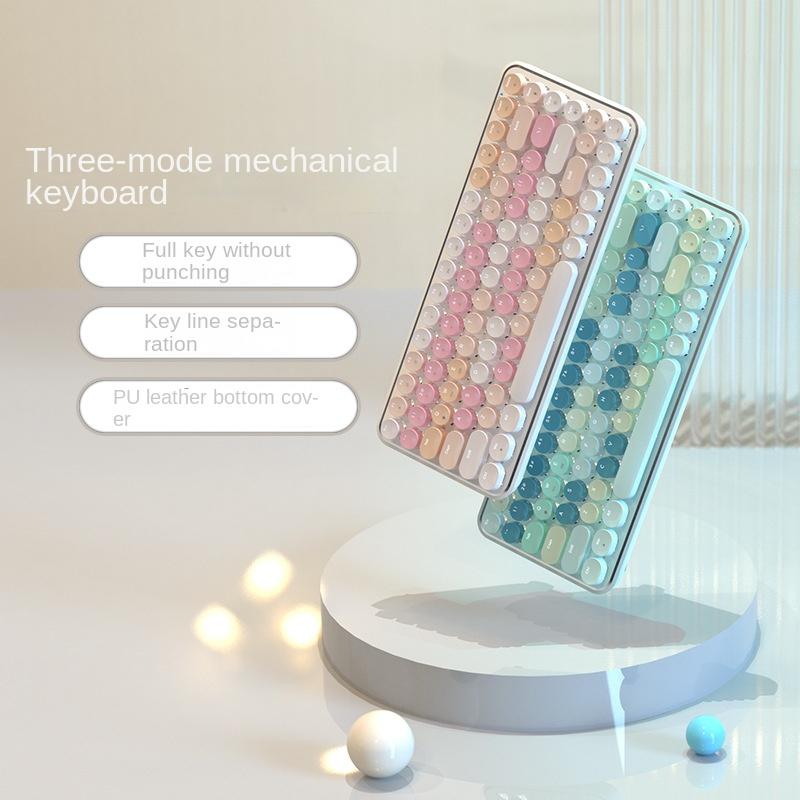 

Беспроводная Bluetooth, механическая клавиатура «Третий макет экзамена», 84 клавиши, круглая клавиша в стиле панк, портативный мобильный телефон, планшет Mac