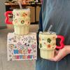 Cute Christmas Ceramic Mug with Lid for Girl's Birthday Gift High-value Straw Mug Souvenir