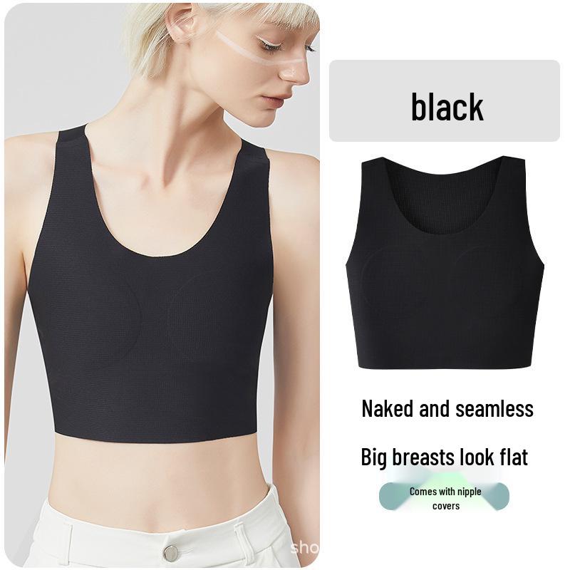Damen Brustbinde Tanktop - Anti-Nippel, Minimiert Große Brüste, Stoßfest für Sport, Reißverschluss-Stil, Dünn, Brustwickel.