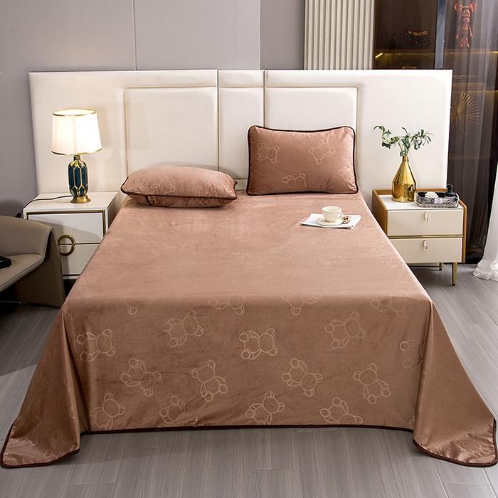 

Solid color crystal velvet warm waterproof bed sheet multi-specification mattress protective cover warm urine 160x230cm 1pcs колір темно кави
