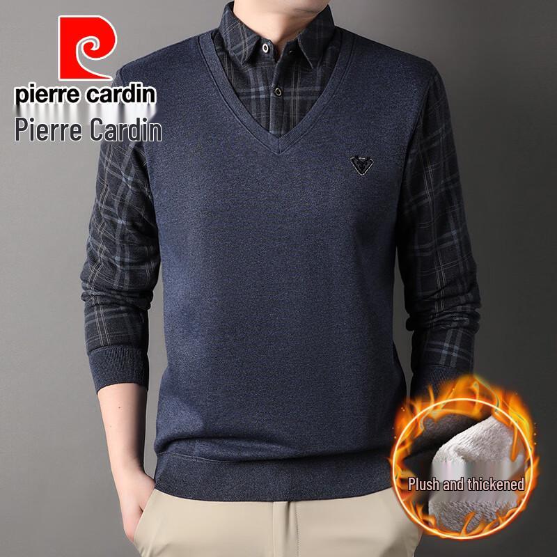 Pierre Cardin Men's Faux Two-Piece Fleece Lined Polo Shirt