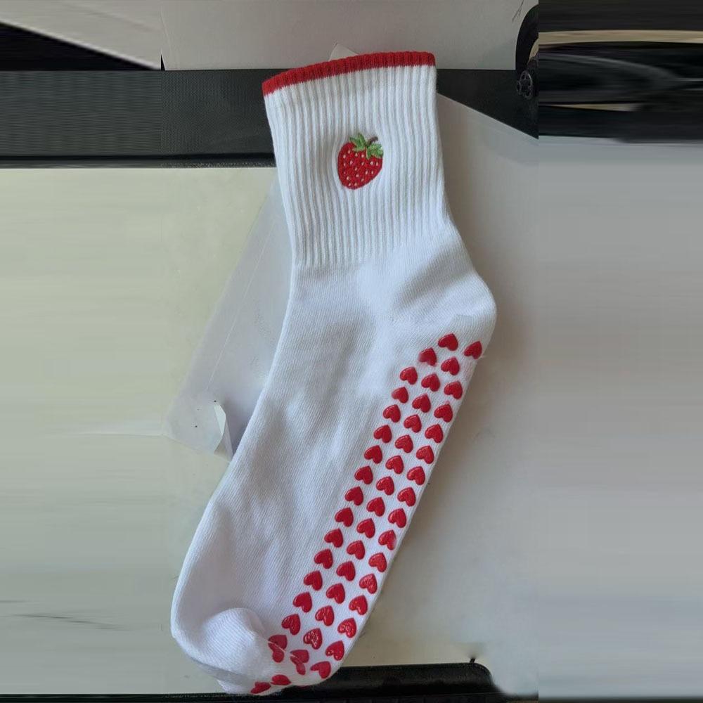 Breathable Pilates Socks Harajuku Street Cherry Embroidery Socks New Yoga Socks