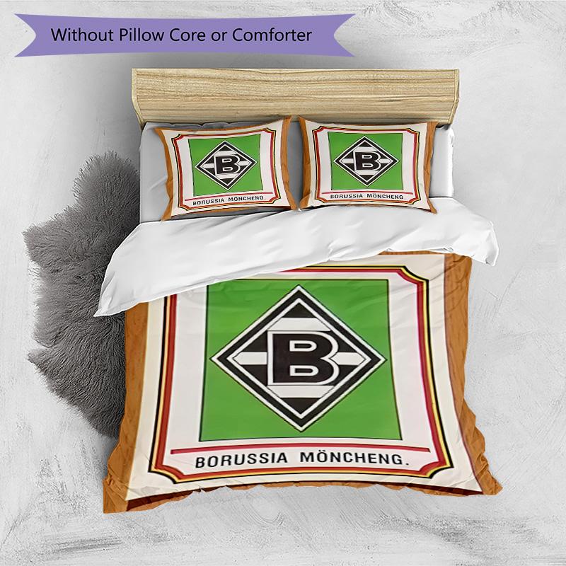 3pcs Duvet Cover Set (1*Duvet Cover + 2*Pillowcase, Without Core), Borussia Monchengladbach Print Bedding Set, Bedroom Decor, All‑Season, Birthday Gif