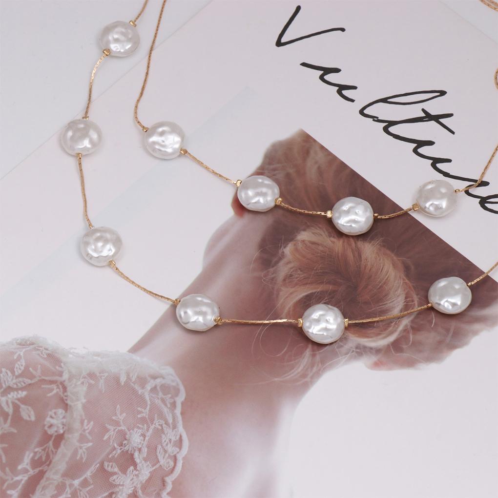 Fashion Pearl Choker Double Layer Sweater Chain European Style Girls Party Birthday Necklace Clothing Accessories