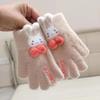 Faux Alpaca Wool Rabbit Bow Knitted Gloves Warm Lining Faux Alpaca Wool Gloves  Children