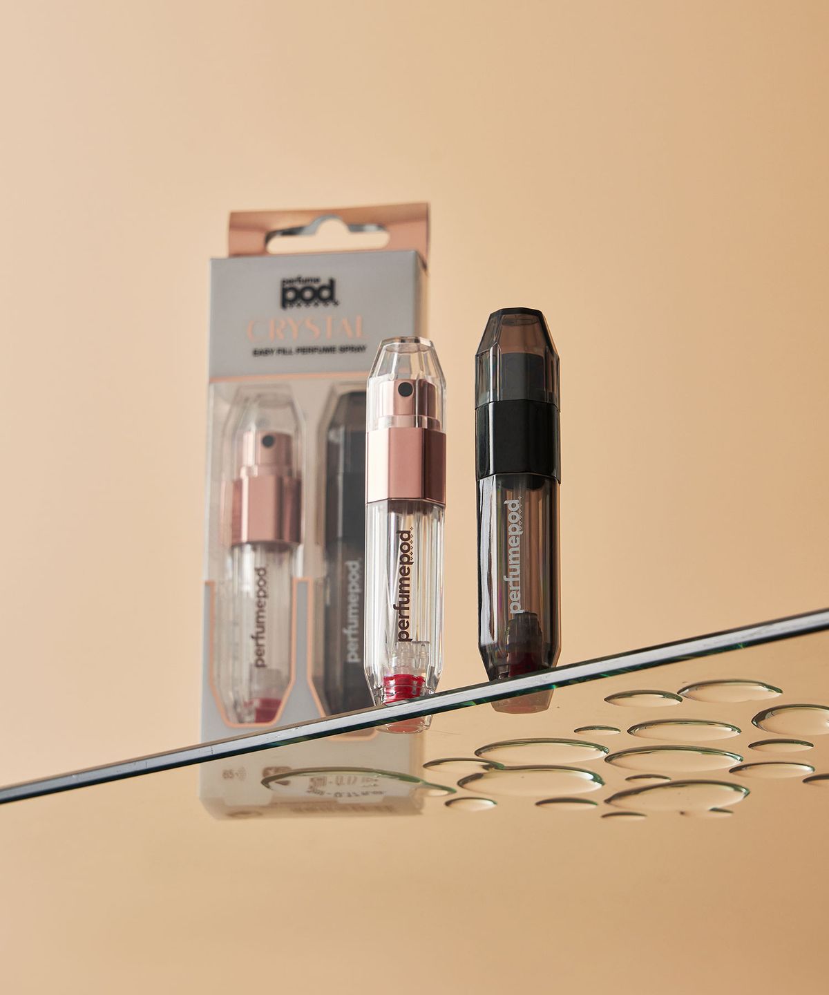Travalo Crystal Duo Set Pump-type Refillable Portable Perfume Bottle [A01] Rose Gold + Silver