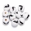 Halloween DIY Printed Wood Beads Multicolor Funny Handmade Wooden Bead Bracelet Hand String Making Accessories Festival Props