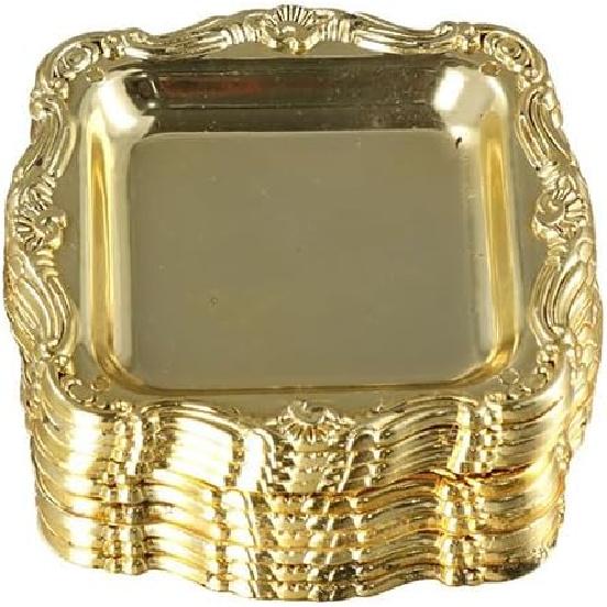 10Pcs Plastic Trays,Gold Storage Mini Tray with Retro Border Cake Fruit Plate Jewelry Display Plastic Tray Party Sushi Plate for Home Decor(Gold) золотой