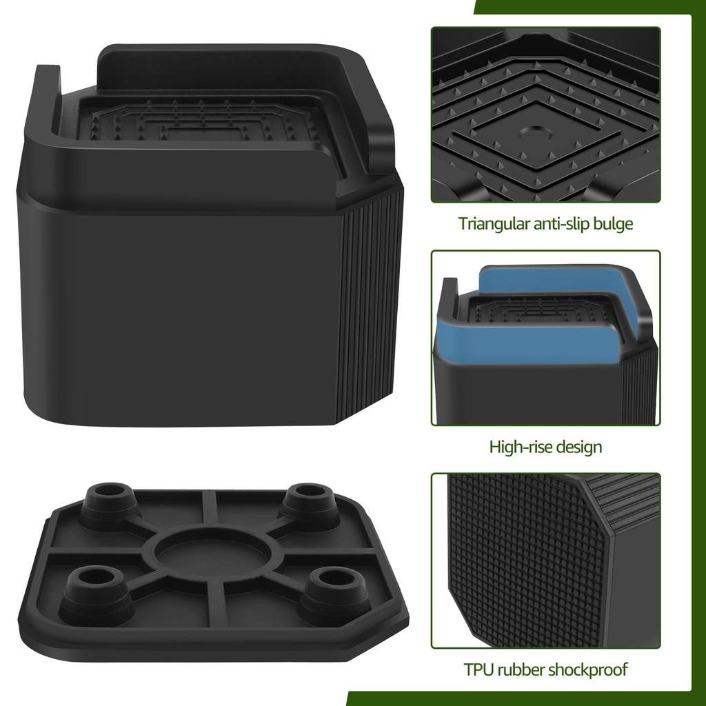 4Pcs Furniture Riser Stackable Bed Chair Table Heightening Foot Pad with Nonslip Base Enduring Stable Desk Leg Raising Block