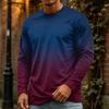 T-shirt da uomo a maniche lunghe con girocollo, top casual in cotone