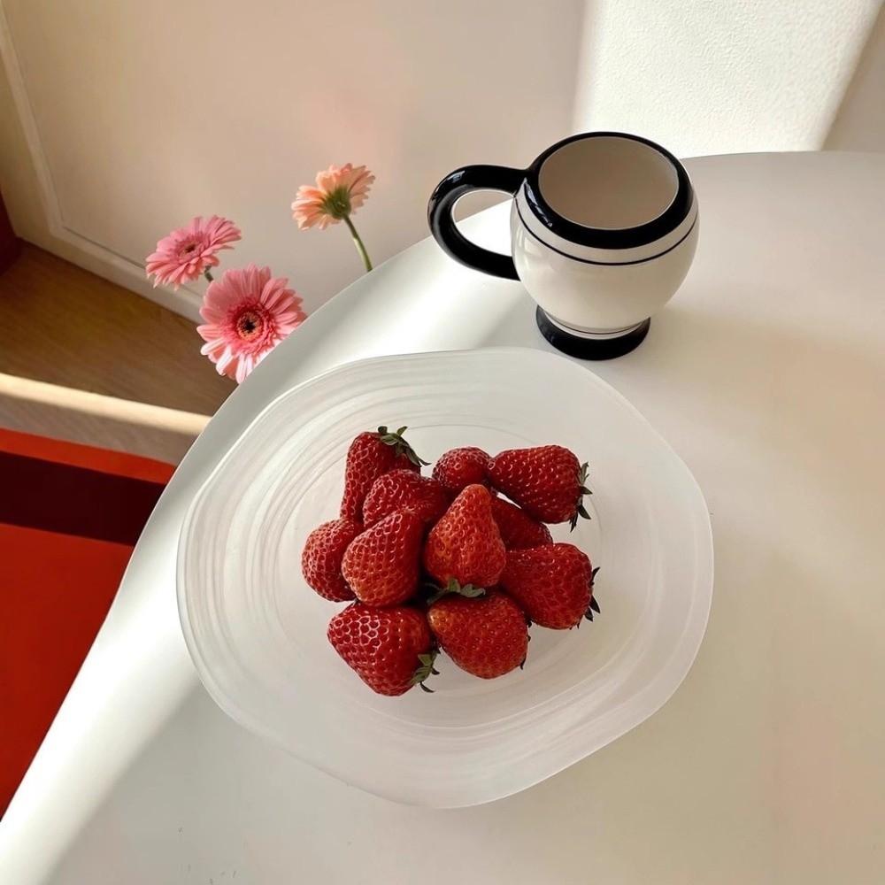 Irregular Straw Hat Glass Plate Frosted Texture Dessert Plate Trendy Glass Tray Holiday Parties