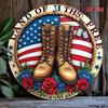 Funny Patriotic Metal Plaque, Land Of The Free Aluminum Sign With Boots & Flags, Ironic 2D Flat Yard Decor For Home Patio, 7.87x