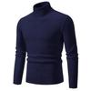 Men's Casual Solid-color High-collar Knitted Sweater, Men's Warm Base Layer Pullover Sweater