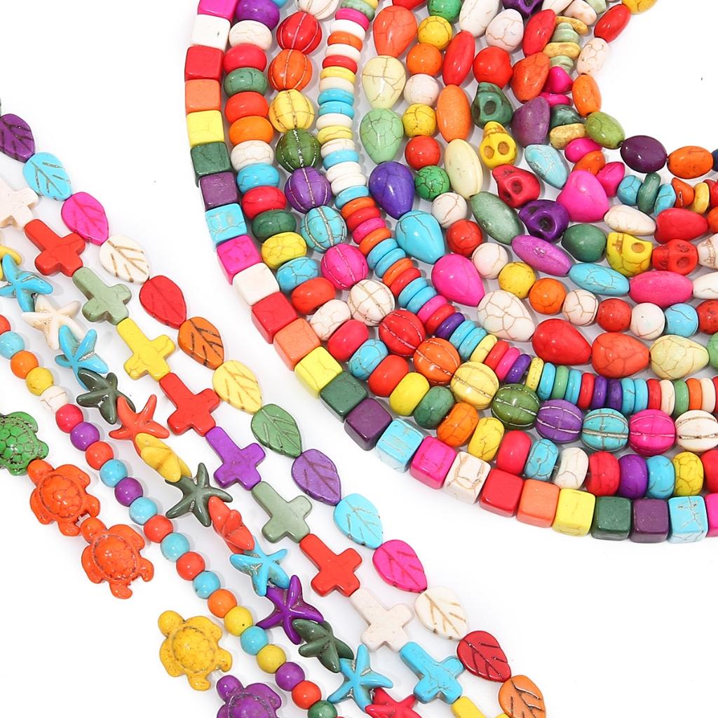 Synthetic Colour Turquoise Various Shapes of Colour Beads For Handmade Bracelet Necklace Keychain DIY Craft Jewelry Making Accessories