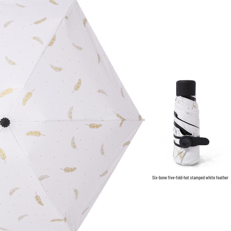 Feather Weatherproof Three-Fold Automatic Umbrella with Creative Black Glue Sunscreen Parasol.